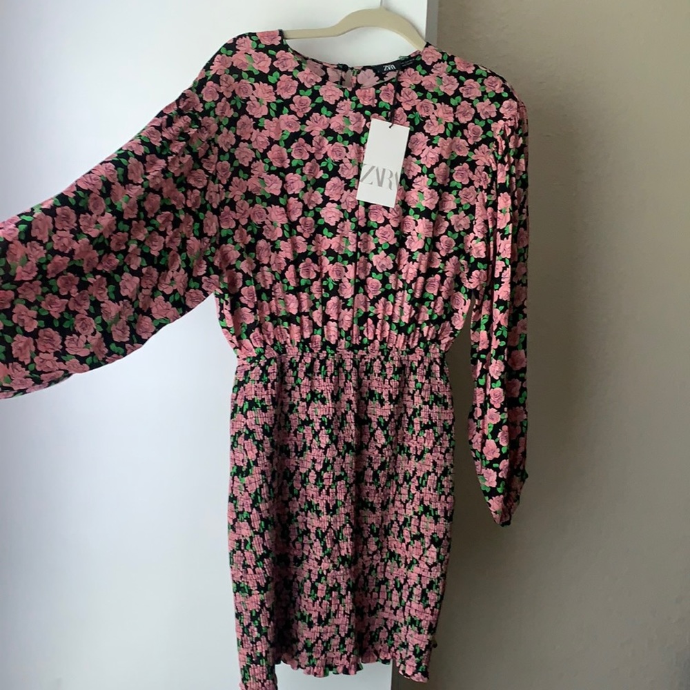 Zara ruched floral minidress